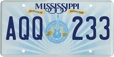 MS license plate AQQ233
