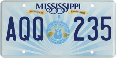 MS license plate AQQ235