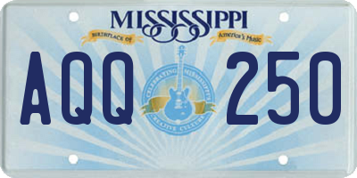 MS license plate AQQ250
