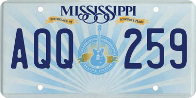MS license plate AQQ259