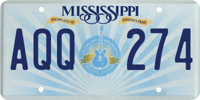 MS license plate AQQ274