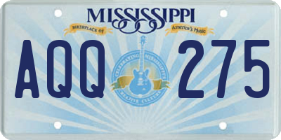 MS license plate AQQ275