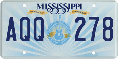 MS license plate AQQ278