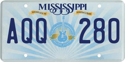 MS license plate AQQ280