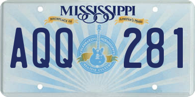 MS license plate AQQ281