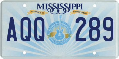 MS license plate AQQ289