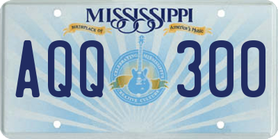 MS license plate AQQ300