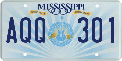 MS license plate AQQ301
