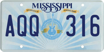 MS license plate AQQ316