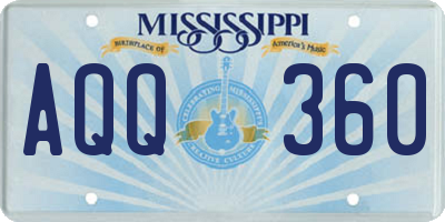 MS license plate AQQ360