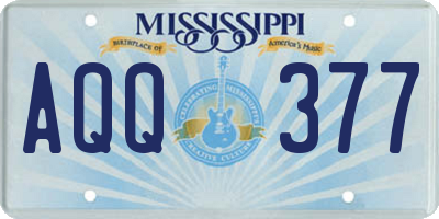 MS license plate AQQ377