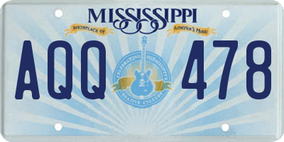 MS license plate AQQ478