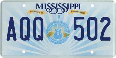 MS license plate AQQ502