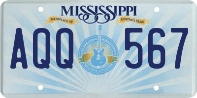 MS license plate AQQ567