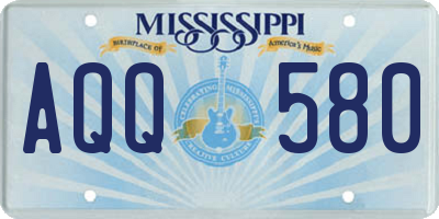 MS license plate AQQ580