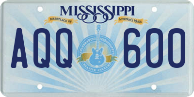 MS license plate AQQ600
