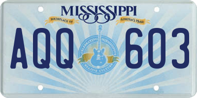 MS license plate AQQ603