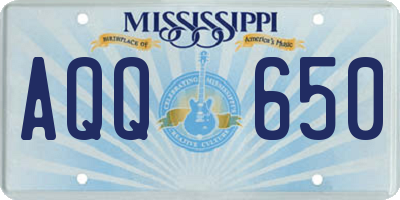 MS license plate AQQ650