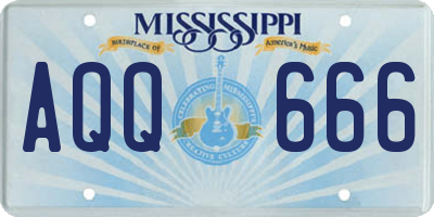 MS license plate AQQ666