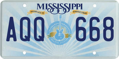 MS license plate AQQ668