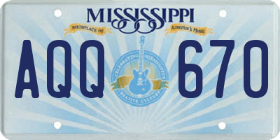 MS license plate AQQ670