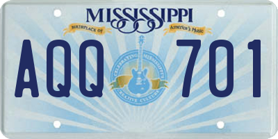 MS license plate AQQ701