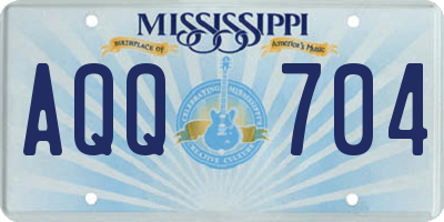 MS license plate AQQ704