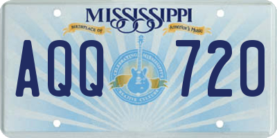 MS license plate AQQ720