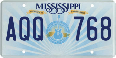 MS license plate AQQ768