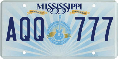 MS license plate AQQ777