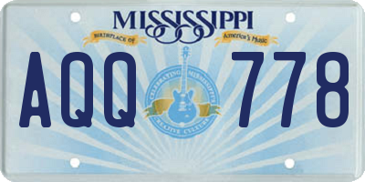 MS license plate AQQ778