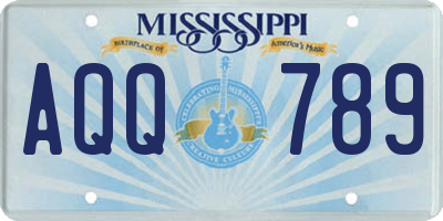 MS license plate AQQ789