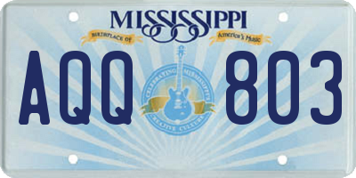 MS license plate AQQ803