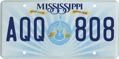 MS license plate AQQ808