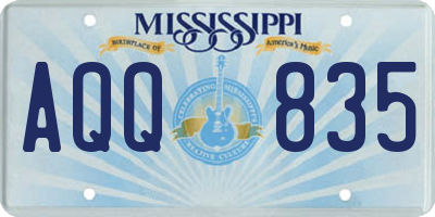 MS license plate AQQ835