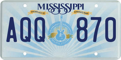 MS license plate AQQ870