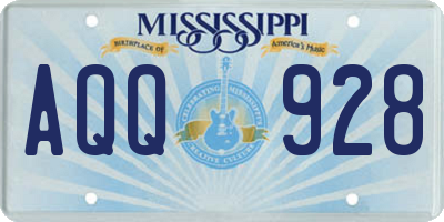 MS license plate AQQ928