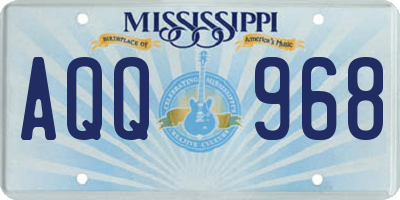 MS license plate AQQ968