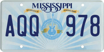 MS license plate AQQ978