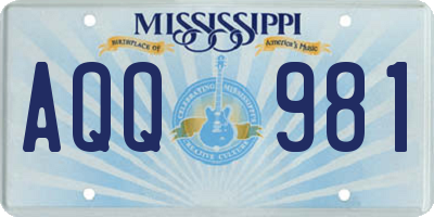 MS license plate AQQ981