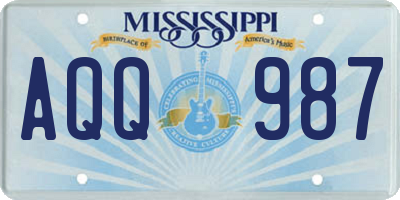 MS license plate AQQ987