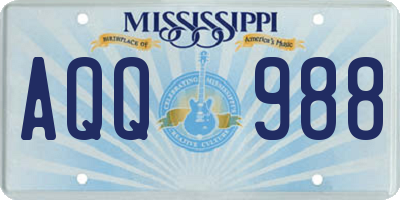 MS license plate AQQ988