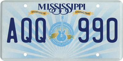 MS license plate AQQ990