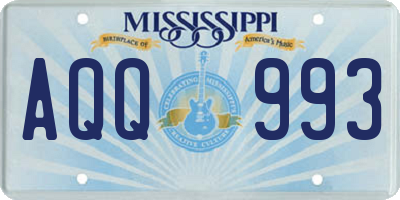 MS license plate AQQ993