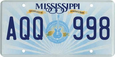 MS license plate AQQ998