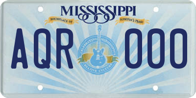 MS license plate AQR000