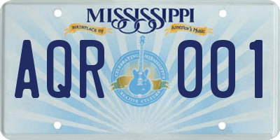 MS license plate AQR001