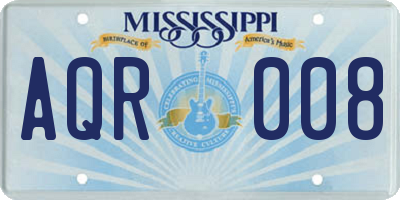 MS license plate AQR008