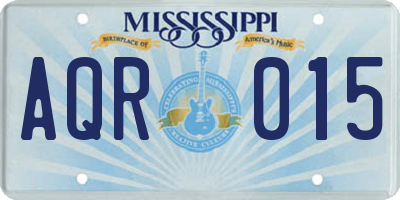 MS license plate AQR015