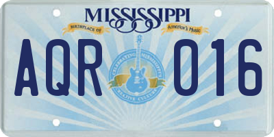 MS license plate AQR016
